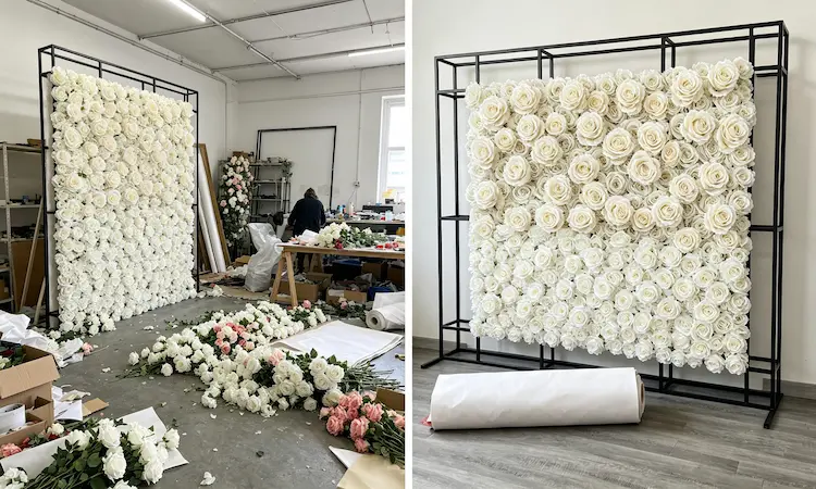 pop up event floral setup time comparison before after