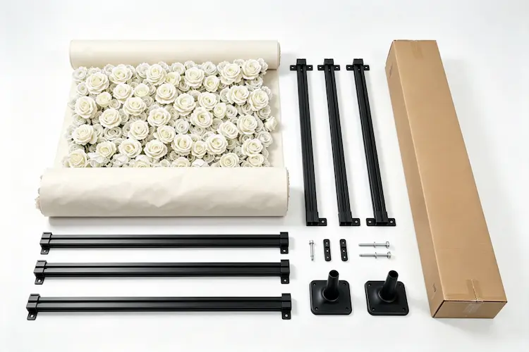 modular roll up flower wall portable shipping