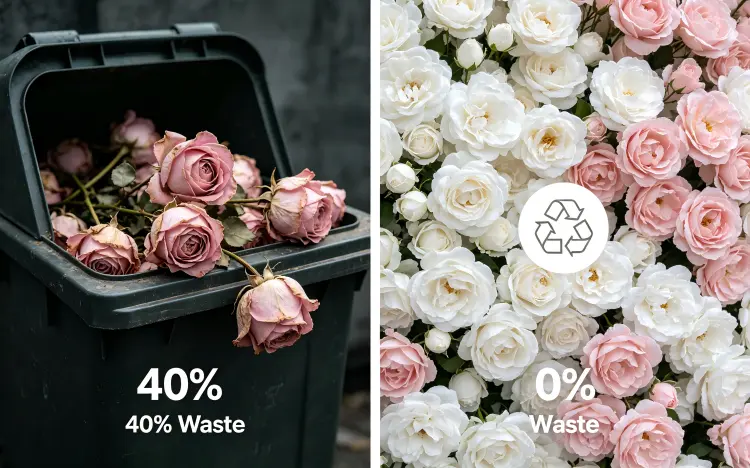 fresh vs artificial flower wall waste comparison