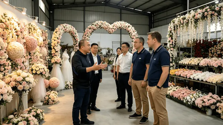 European & American Clients Visiting Finished Floral Showroom