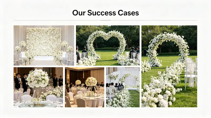 international event cases using XIBO flower wall backdrops
