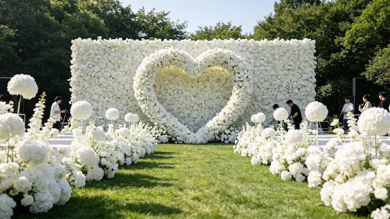 international event cases using XIBO flower wall backdrops